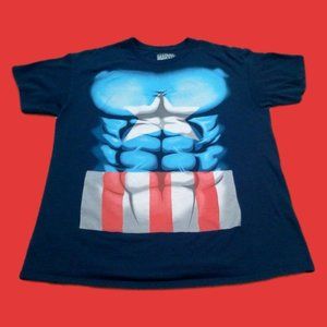 Marvel Men's T-Shirt Captain America Logo Screen Print Dark Blue Size LG 42/44